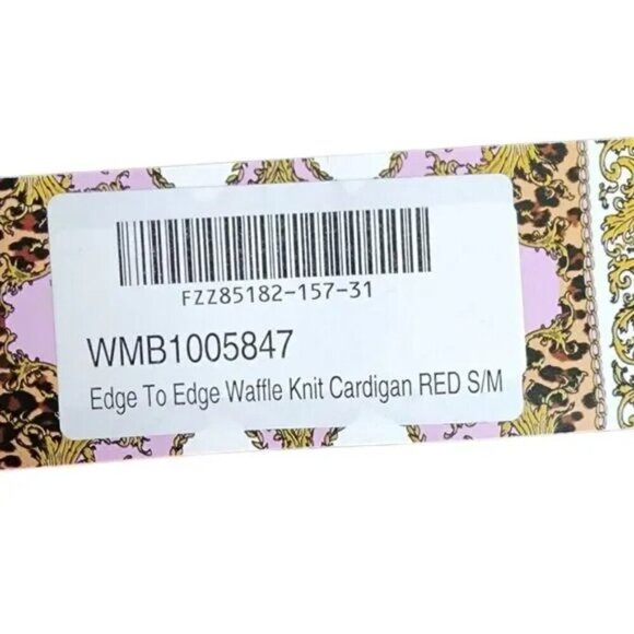 Boohoo Red Edge-to-Edge Waffle Knit Open Cardigan | Women's Small | NWT - Picture 8 of 8